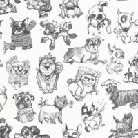Muriva Pooches Black White Wallpaper Dogs Cute Animal Print Feature Wall