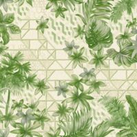 Tropical Palm Leaf Textured Vinyl Wallpaper Paste The Wall Glitter Green White