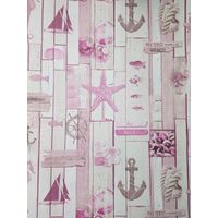 Nautical Wood Effect Wallpaper Pink Off White Starfish Boats Planks Textured P+S