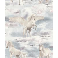 Arthouse Unicorn Kingdom Glitter Wallpaper Grey Clouds Water Fairytale Girls