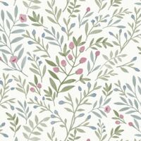 Grandeco Inia Leafy Trail Green Blue Scrubbable Paste The Wall Wallpaper