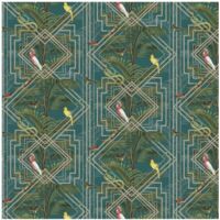 Holden Decor Akello Turquoise Premium Wallpaper Geometric Gold Pattern Jungle