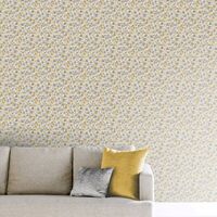Painted Dot Linen Effect Wallpaper Mustard Yellow Grey Spots Smooth Arthouse