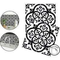 Avignon Backsplash Tiles Peel & Stick 4pcs Black White Floral Home Wall Stickers