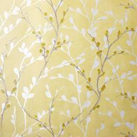Glitter Willow Wallpaper Ochre Grey White Trees Leaves Shimmer Embossed Arthouse