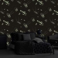 Glow In The Dark Outer Space Wallpaper Belgravia Decor Kids Alien Stars