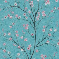 Cherry Blossom Grey Or Teal Metropolitan Stories Vinyl Wallpaper Mio Tokyo