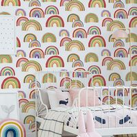 Over The Rainbow Wallpaper Fresco Multicoloured Kids Nursery Bedroom