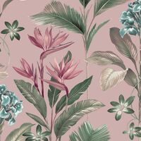 Oliana Pink Wallpaper Belgravia Decor Green Blue Teal Floral Tropical