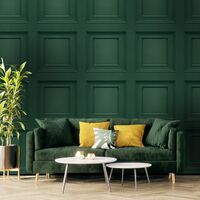 Oliana Wood Panel Effect Wallpaper Belgravia Decor Green