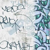 Graffiti Wallpaper AS Creation Industrial Kids Concrete Effect Grey Blue White