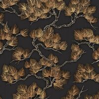 Black Copper Pine Tree Wallpaper Textured Embossed Metallic Paste The 