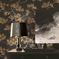 Black Copper Pine Tree Wallpaper Textured Embossed Metallic Paste The 