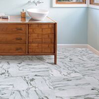 Floorpops Opaline Self Adhesive Vinyl Floor Tiles Modern Marble White Kitchen