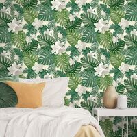 Dimensions Wallpaper Fine Décor Floral 3D Effect Green White Flower
