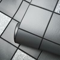 Holden Decor Black Grey Glitter Effect Granite Silver Tile on a Roll Wallpaper