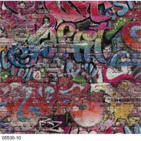 P+S Graffiti Tag Brick Wallpaper Urban Children Kids Teenager Bedroom Washable