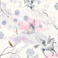 Fairytale Unicorn Wallpaper Horse Textured Glitter Effect White Lilac Arthous