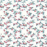Cath Kidston Floral Flower White Pink Green Luxury Wallpaper Bee Animal Nature