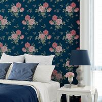 Cath Kidston Floral Flower Blue Pink Green Luxury Wallpaper Paste The Paper
