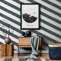Marble Stripe Wallpaper Textured Vinyl Metallic Silver Black White