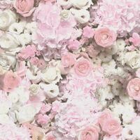 Vibrant Pink Flower Wallpaper Textured Vinyl White Rose Floral