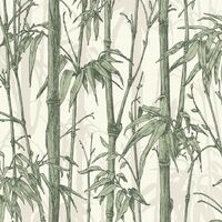 White Green Bamboo Wallpaper Rasch Jungle Textured Vinyl Paste The Wall