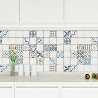 3D Morocco Mosaic Cream Blue Tile PVC Interior Wall Panels Kitchen Cladding