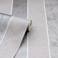 Calico Stripe Wallpaper Metallic Embossed Striped Grey Silver Textured Vinyl