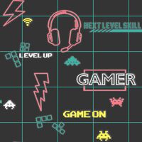 Holden Gamer Boys Black Neon Pink Boys Space Invader Paste The Paper Wallpaper
