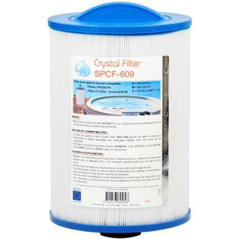 Filtre Spa Crystal Filter® SPCF-609 compatible Pleatco PPG50-P4 - Filbur FC-0314 - Unicel 6CH-49 - Darlly : 60508