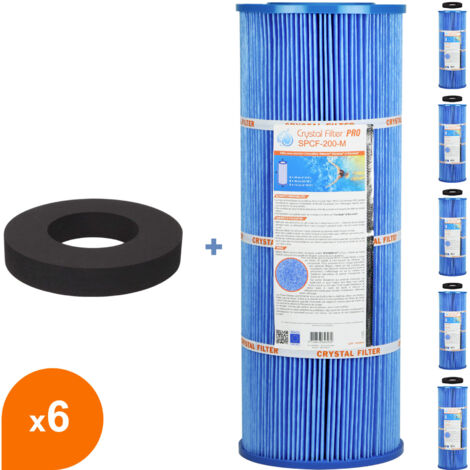 Filtre SPCF-200-M PRO Antibactérien et joint - Crystal Filter® - Compatible Waterair® Escawat® (lot de 6) (1/5)
