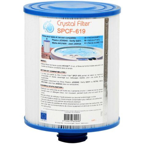 Filtre Spa Crystal Filter® SPCF-619 - Compatible Pleatco JZ25SAE - Darlly 52511 ou SC752 - Wellis AKU1609 - Jazzi Spa (1/5)