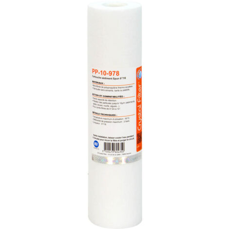 Cartouche Crystal Filter® PP-10-978 sédiment SPUN 9''7/8 - Filtre 10 µm - (1/4)