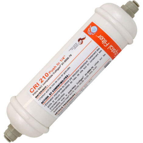 Filtre en ligne GAC Crystal Filter® CRI 210 Push In 1/4'' compatible Culligan® 01-0000-79 (1/2)