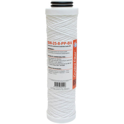 Cartouche SW-25-8-PP-BX sédiment bobinée BX 10'' - 25 µm - compatible FA10BX - Crystal Filter®