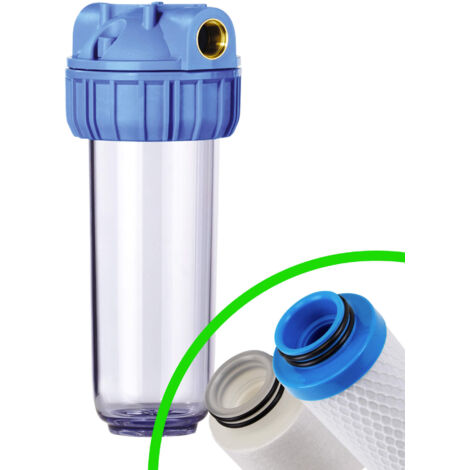 Atlas – Carter porte filtre 3P 10'' Senior Single BX – Entrée/sortie 3/4'' femelle – Tête monobloc en plastique bleu – Certifié ACS