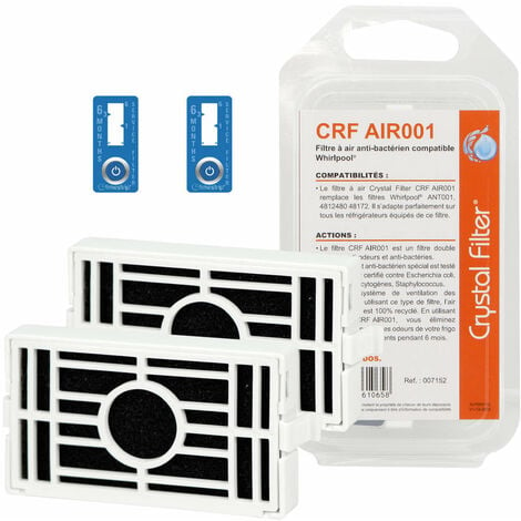 Filtre à air Antibactérien CRF AIR001 pour frigo Whirlpool compatible  ANT001 - Pack de 2