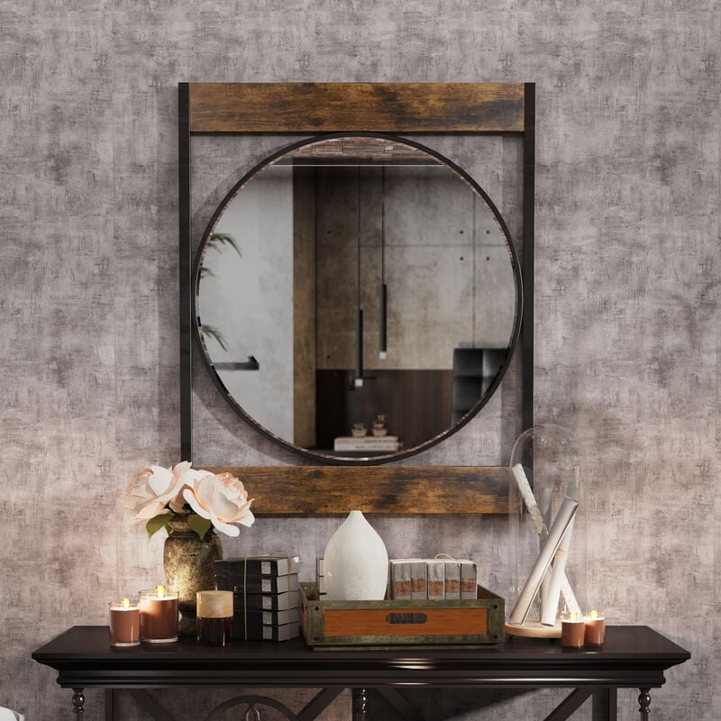 Mukhed Accent Wall Mirror Vintage Dimpled Metal hot Surround