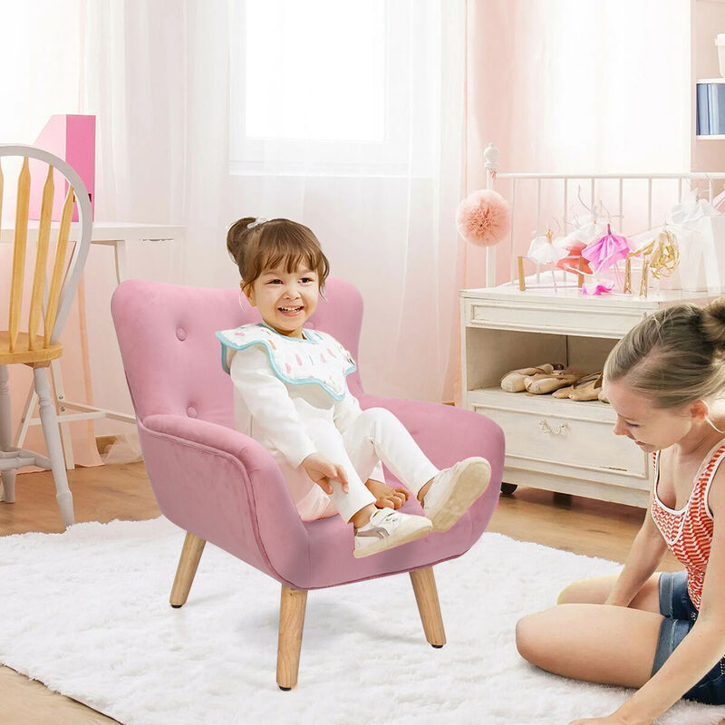 Kids pink princess chair and footrest
