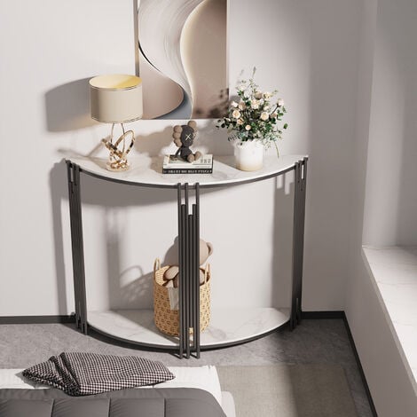Unique Half moon Shape Faux Marble Console Table