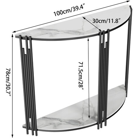 Unique Half-moon Shape Faux Marble Console Table
