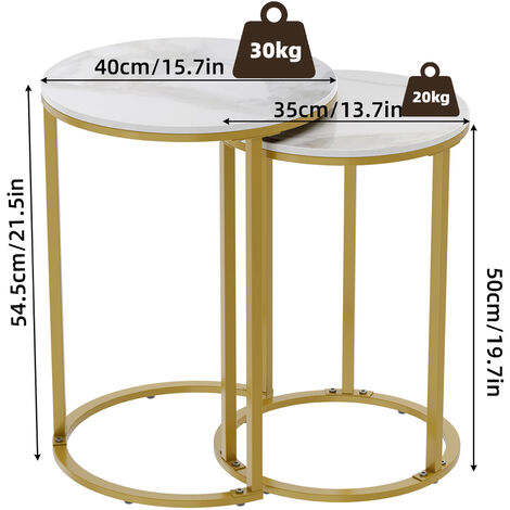 Gold Round Nesting Side Table with Sintered Stone Tops