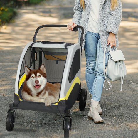 BingoPaw Foldable 4 Wheels Dog Stroller Large Pet Jogger Carrier 50kg Easily Walk in/Out