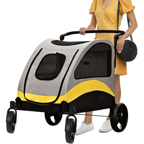 BingoPaw Foldable 4 Wheels Dog Stroller Large Pet Jogger Carrier 50kg Easily Walk in/Out
