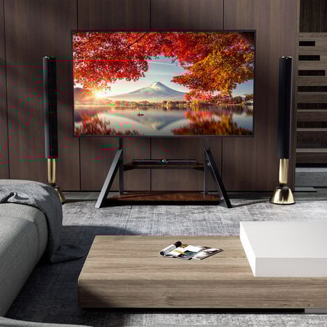 Corner TV Floor Stand for 32 37 43 55 65 70 85 100 Inch TV with Wooden Storage Shelves