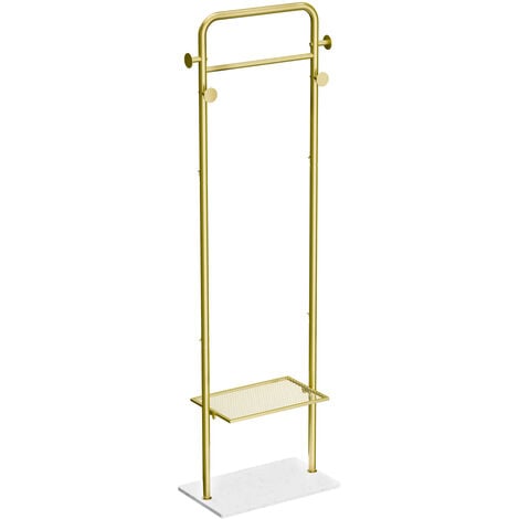 Brass Shabby Chic Coat Stand Elegant Gold Pole Clothes Rail Marble