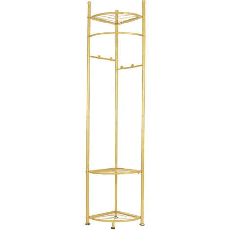 Modern Metal Corner Coat Rack Stand Porch Hall Tree Clothes Rail Hooks Backpack