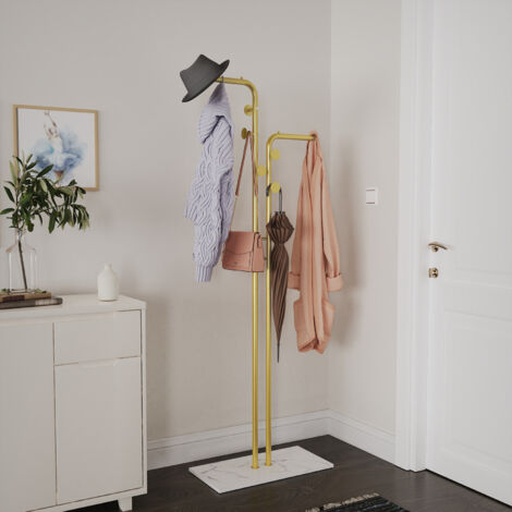 Free Standing Coat Stand Rack Granite Stone Base Metal Tube Garment Clothes Rail (1/5)