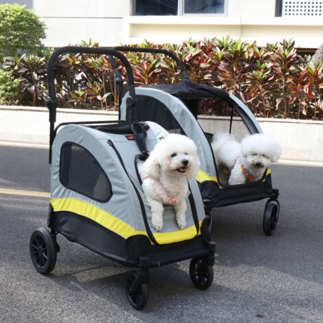 BingoPaw 4 Oversized Wheels Heavy Duty Pet Pram Doggy Pushchair with Brakes for Small Medium Dogs